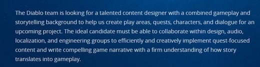 暴雪大规模招聘《暗黑破坏神》新项目岗位