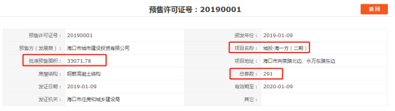 2019年海口首批预售证已发,房源582套,12888元/㎡起