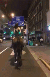 吊带美女深夜上海闹市骑马 抖音疑似骑马女已扒出